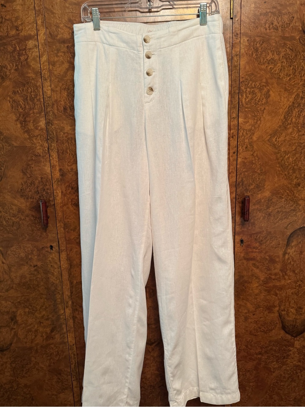 Sincerely Jules Wide-Leg Button Front Pants — White